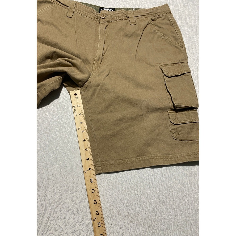 Rugged Wear Mens 38 Cargo Shorts Khaki Tan Cotton Multi Pocket Relaxed Fit - Picture 8 of 11